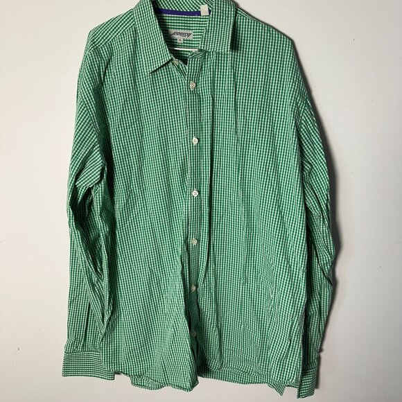 EUC Jeremy Argyle NYC Mens Long Sleeve Button Up Green White Plaid XL - Picture 1 of 4